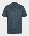 Vince Windowpane Check Cotton Blend Camp Shirt