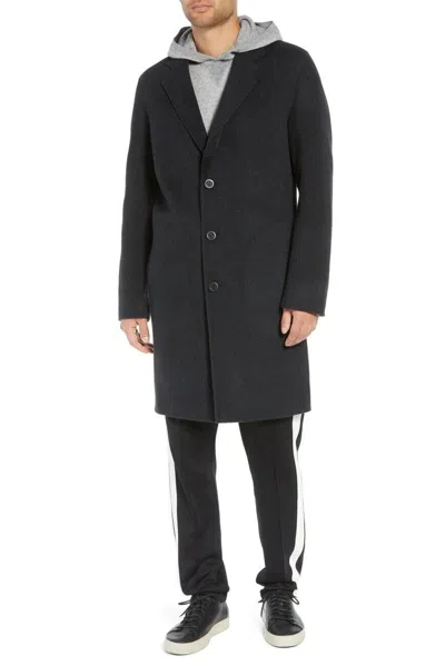 Pre-owned Vince Men's Wool Blend Top Coat Msrp $795 In Black/h Charcoal
