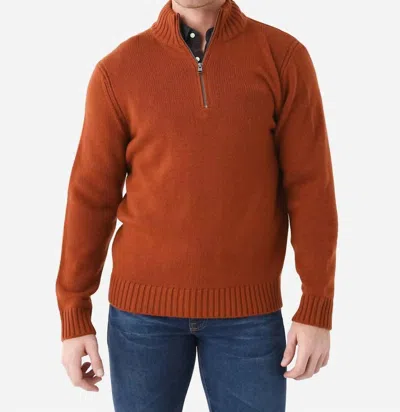 Vince Men's Wool Cashmere Relaxed Quarter-zip Sweater In Rust Amber In Brown