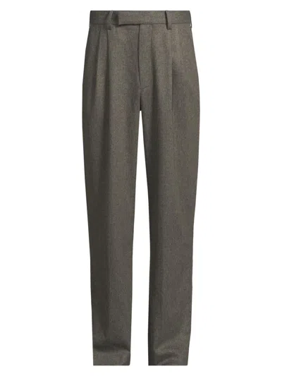 Vince Men's Wool Double Pleated Trousers In Gray