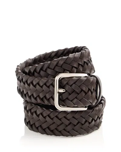 Vince Men's Woven Leather Belt In Brown