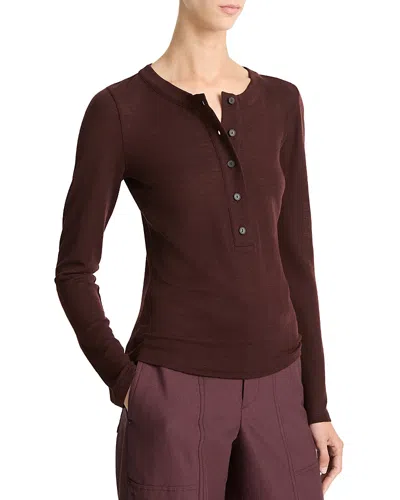 Vince Merino Wool Henley In Cherry Night