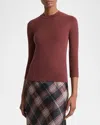 Vince Crewneck Wool Top In Dark Rosewood