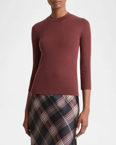 Vince Crewneck Wool Top In Dark Rosewood