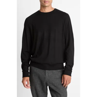 Vince Merino Wool & Cashmere Crewneck Sweater In Black