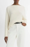 Vince Boucle Raglan Boatneck Wool & Cashmere-blend Sweater In Off White