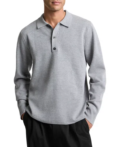 Vince Merino Wool Blend Milano Long Sleeve Polo In Gray