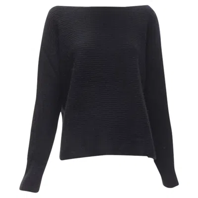 Vince Merino Wool Boat Neck High Low Sweater In Black