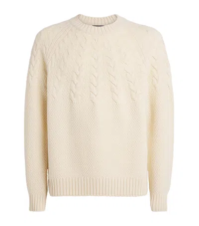 Vince Merino Wool Cable-knit Yoke Sweater In Neutral