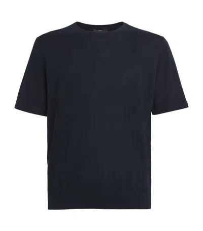 Vince Merino Wool-cashmere T-shirt In Navy