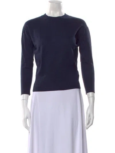 Pre-owned Vince Merino Wool Crew Neck Sweater In Blue
