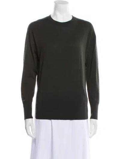 Pre-owned Vince Merino Wool Crew Neck Sweater In Green