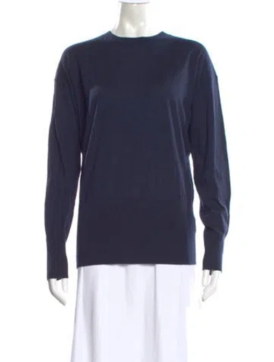 Pre-owned Vince Merino Wool Crew Neck Sweater W/ Tags In Blue