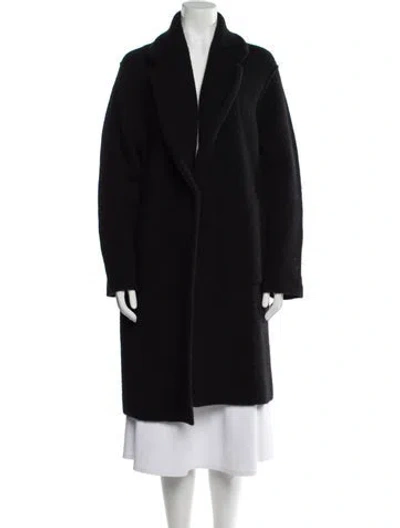 Pre-owned Vince Merino Wool Faux Fur Coat In Black