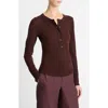 Vince Merino Wool Henley In Cherry Night