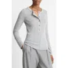 Vince Merino Wool Henley In Heather Stone Grey