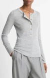 Vince Merino Wool Henley In Heather Stone Grey