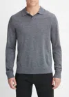 VINCE MERINO WOOL LONG-SLEEVE JOHNNY COLLAR SHIRT IN HEATHER NIGHT STORM