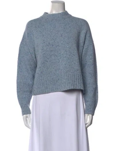 Pre-owned Vince Merino Wool Mock Neck Sweater In Blue