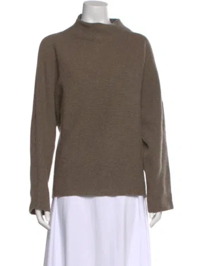 Pre-owned Vince Merino Wool Mock Neck Sweater In Brown