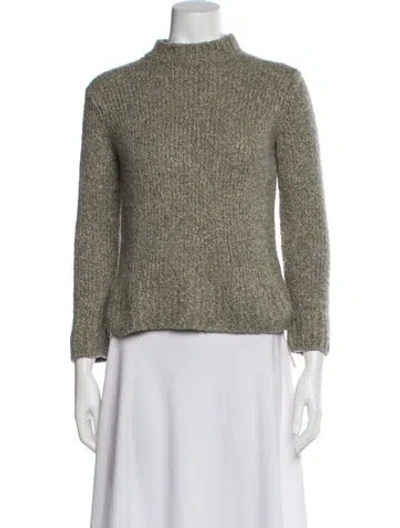 Pre-owned Vince Merino Wool Mock Neck Sweater In Green