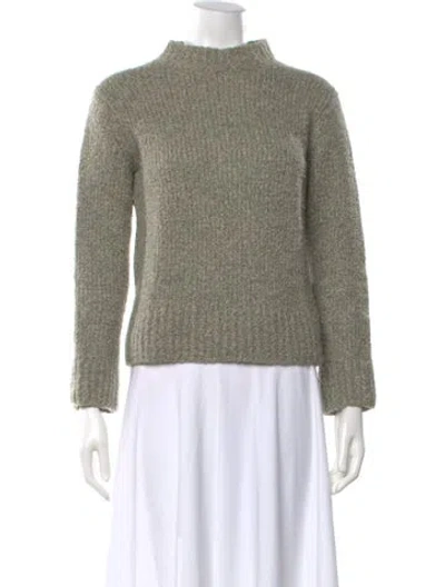 Pre-owned Vince Merino Wool Mock Neck Sweater In Green