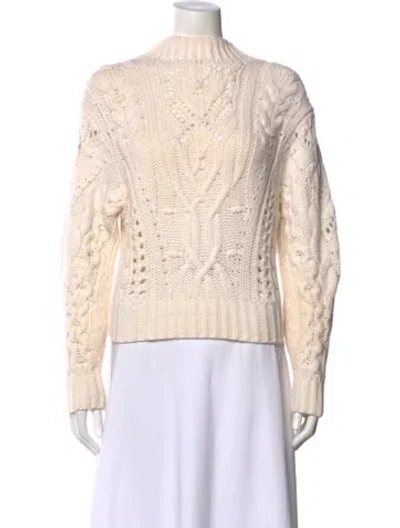 Pre-owned Vince Merino Wool Mock Neck Sweater In Neutral