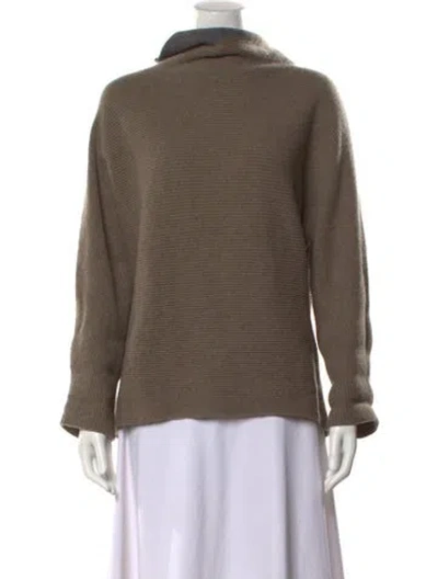 Pre-owned Vince Merino Wool Mock Neck Sweater In Neutral