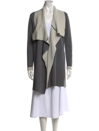 Pre-owned Vince Merino Wool Open Front Sweater In Gray
