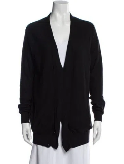 Pre-owned Vince Merino Wool Plunge Neckline Sweater In Black