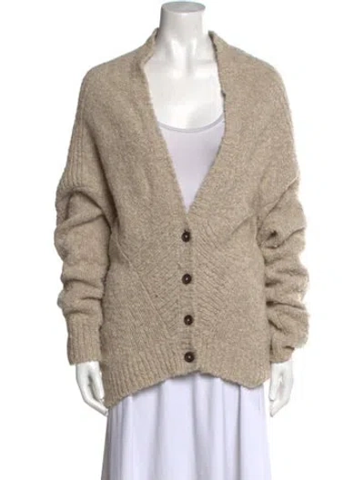 Pre-owned Vince Merino Wool Plunge Neckline Sweater In Neutral