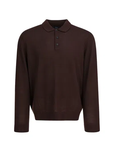 Vince Merino Wool Polo Shirt Polo Shirts Bordeaux In Brown