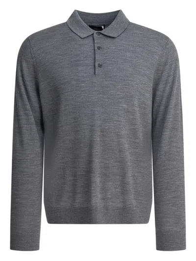 Vince Merino Wool Polo Shirt Polo Shirts Grey In Gray