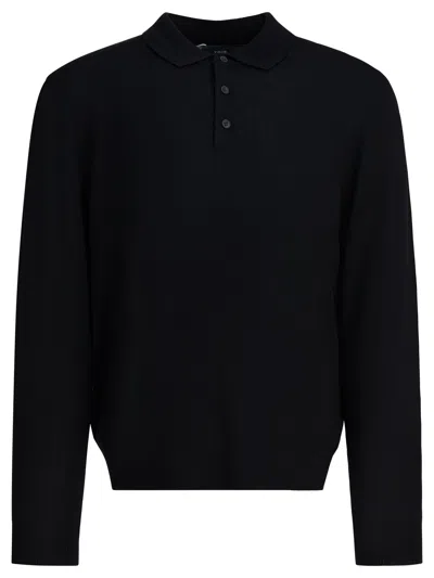 VINCE MERINO WOOL POLO SHIRT POLO SHIRTS BLACK