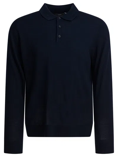 Vince Merino Wool Polo Shirt Polo Shirts Blue In Black