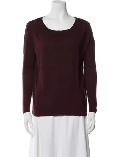 Pre-owned Vince Merino Wool Scoop Neck Sweater In Burgundy