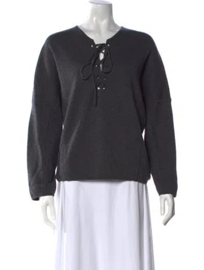 Pre-owned Vince Merino Wool Scoop Neck Sweater In Gray