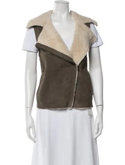 Pre-owned Vince Merino Wool Vest In Green/neutrals