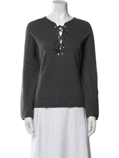 Pre-owned Vince Merino Wool V-neck Sweater In Gray