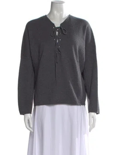 Pre-owned Vince Merino Wool V-neck Sweater In Gray