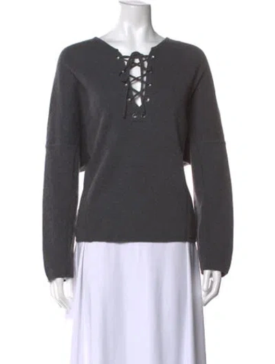 Pre-owned Vince Merino Wool V-neck Sweater In Gray