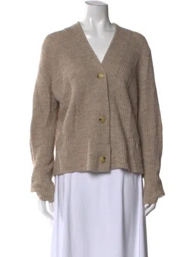 Pre-owned Vince Merino Wool V-neck Sweater In Neutral