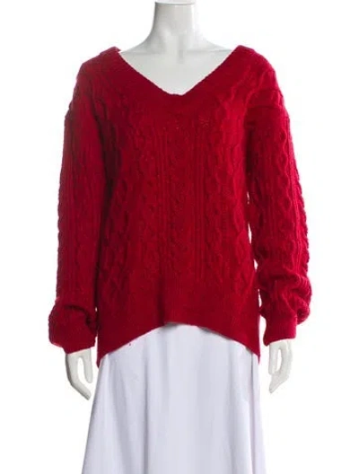 Pre-owned Vince Merino Wool V-neck Sweater In Red
