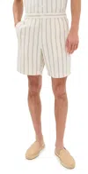 Vince Mesa Stripe Beach Shorts 7.75 Blanco In Blanco