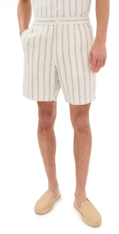Vince Mesa Stripe Beach Shorts 7.75 Blanco