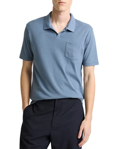 Vince Mesh Knit Johnny Collar Polo Shirt In Blue