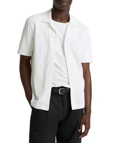 Vince Mesh Knit Short Sleeve Cabana Shirt In Neutral