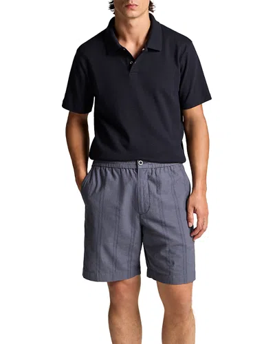Vince Mesh Knit Snap Short Sleeve Polo In Blue