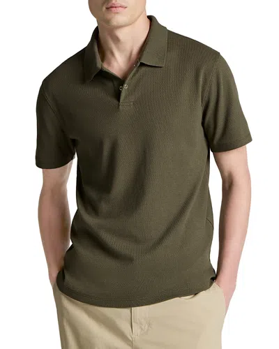 Vince Mesh Knit Snap Short Sleeve Polo In Green