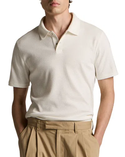 Vince Mesh Knit Snap Short Sleeve Polo In White